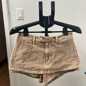 Brown Striped Corduroy Skirt